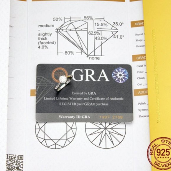 Moissanite Engagement Ring 1.1CT Round Cut D Color VVS1 EX - Picture 6 of 6